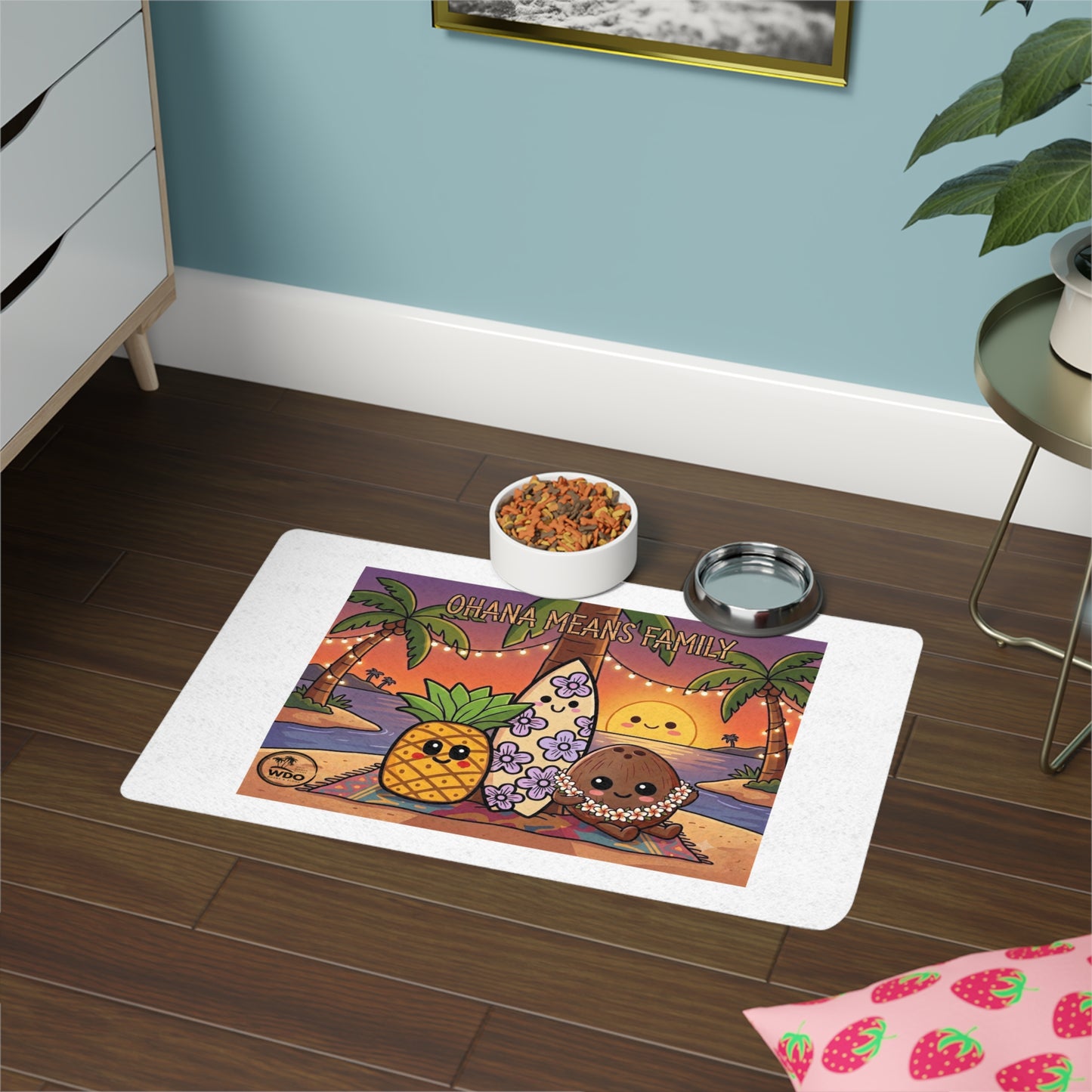 Because Pets Are Ohana Too! (Pet Food Mat: 12x18)