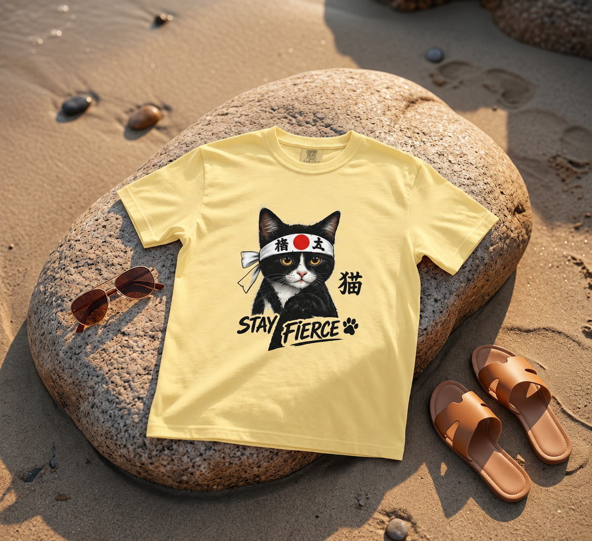 Stay Fierce – Samurai Cat T-Shirt