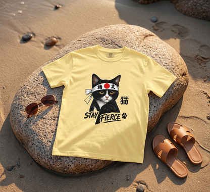 Stay Fierce – Samurai Cat T-Shirt