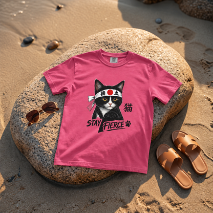 Stay Fierce – Samurai Cat T-Shirt
