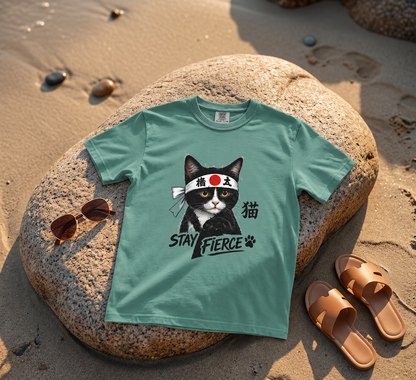 Stay Fierce – Samurai Cat T-Shirt