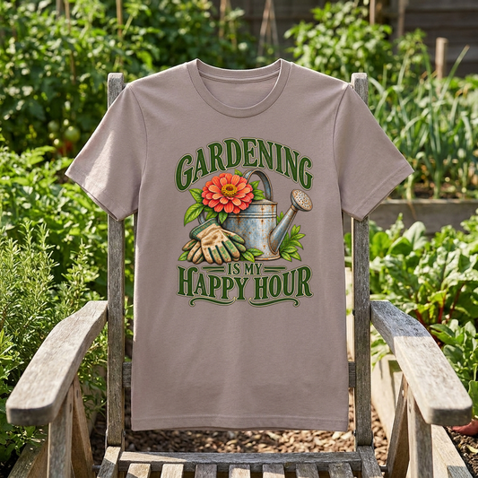 Gardening Is My Happy Hour – Garden Lover T-Shirt